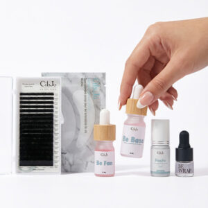 Échantillons extensions de cils et rehaussement de cils
